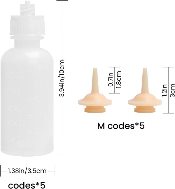 Pack of 5 Pet Feeding Bottle, Reusable Nursing Bottles Kits with Silicone Nipple, Replacement Original Feeding Bottle for Newborn Kittens Puppies Rabbits Small Cat Dog Animals, Long Nipple - Image 6