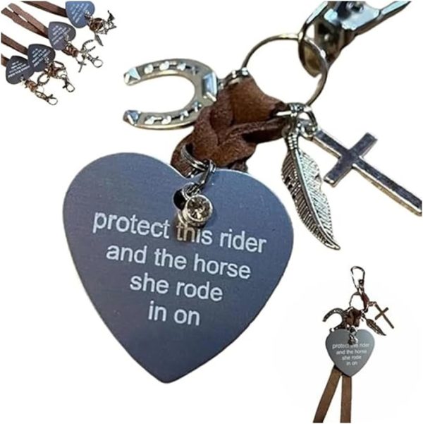 Protect This Rider And The Horse She Rode In On-Saddle Charm, Saddle Heart Charm, Horse Lovers Gift,Equestrian Riding Gift