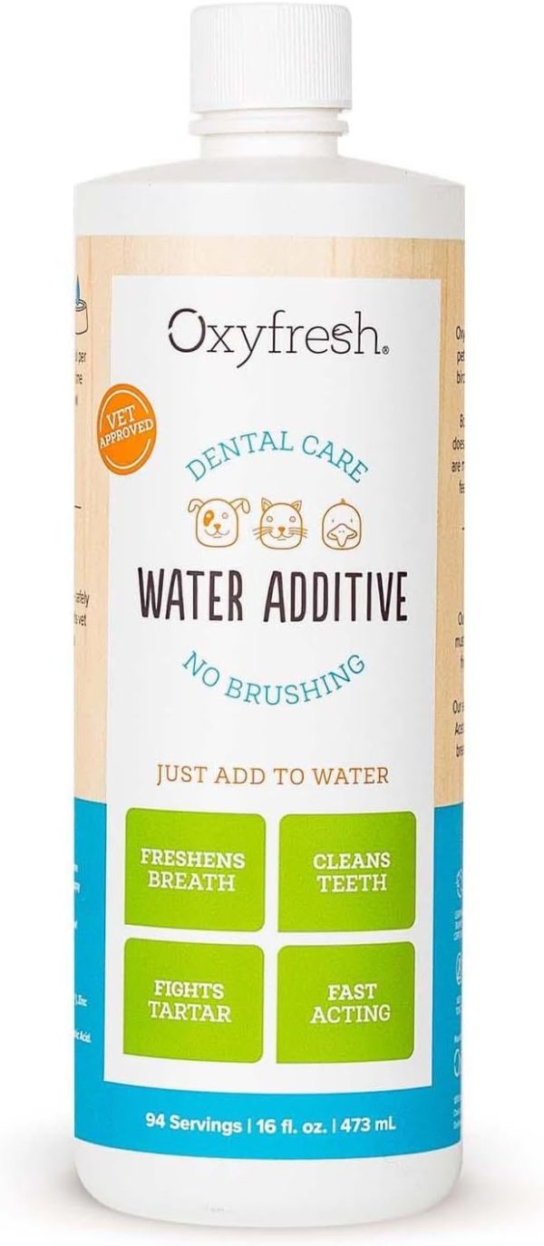 Oxyfresh Premium Pet Dental Care Solution Pet Water Additive: Best Way to Eliminate Bad Dog Breath and Cat Bad Breath - Fights Tartar & Plaque - So Easy, Just Add to Water! Vet Recommended 16 oz.