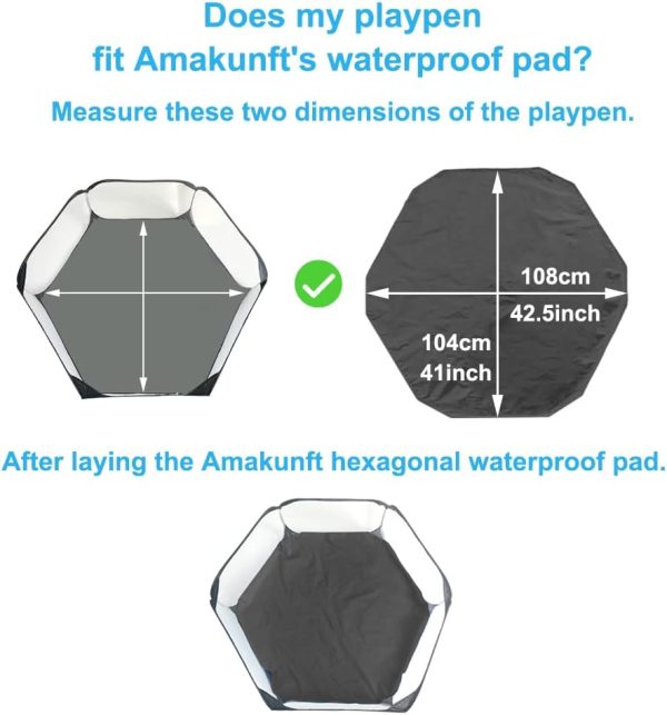 Amakunft Waterproof Pads for Small Animal Playpen, Reusable Liners, Waterproof Bottom on Both Sides Fit with Pet Tent (42.5in x 41in) Bedding for Guinea Pig, Rabbit, Hamster, Chinchilla and Hedgehog - Image 3