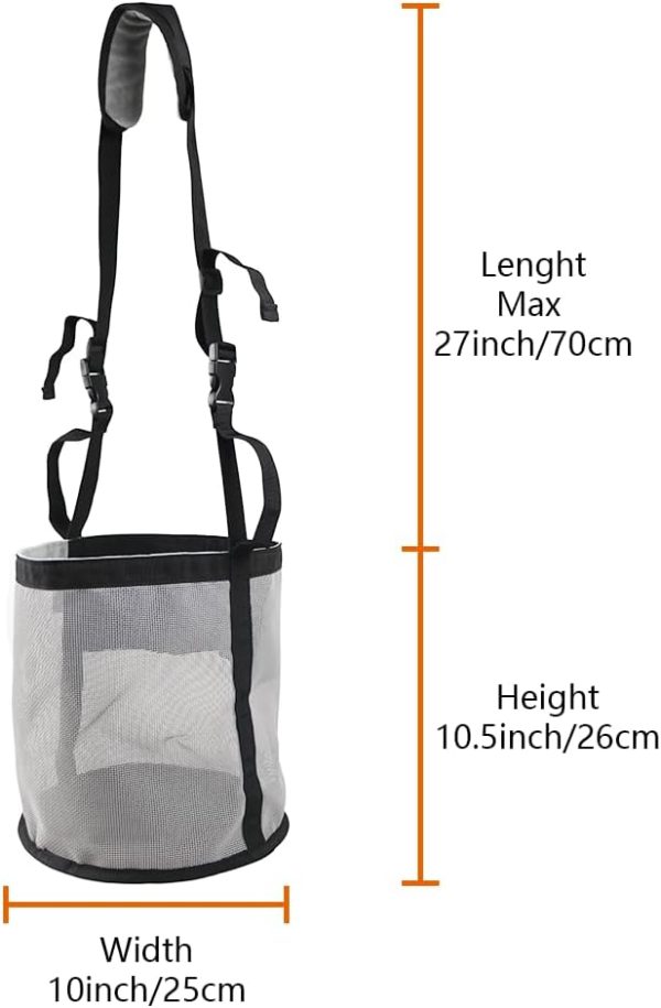 2PCS Horse Feed Bag，Heavy Duty Nylon Mesh Grain Feed Bag with Adjustable Strap,Horse Muzzle Feed Bag with Comfort Neck Pad and Nose Pad (Dark Blue + Light Grey) - Image 3