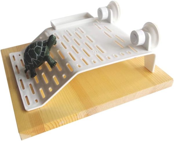 Pet Supplies Amphibian Reptile Turtle Floating Platform,Tortoise Basking Platform with Feeding Trough Food Bowl Double Suction Cup Aquarium Accessories,22x17cm (Big) - Image 4