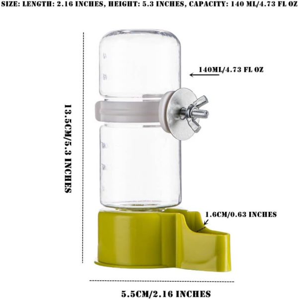 Pet Bird Automatic Water Feeder, 4.73 Fl Oz Parrot Water Dispenser, Bird Cage Suspended Automatic Water Dispenser for Parakeet Budgie Lovebirds Canary Cockatiel (Green) - Image 5