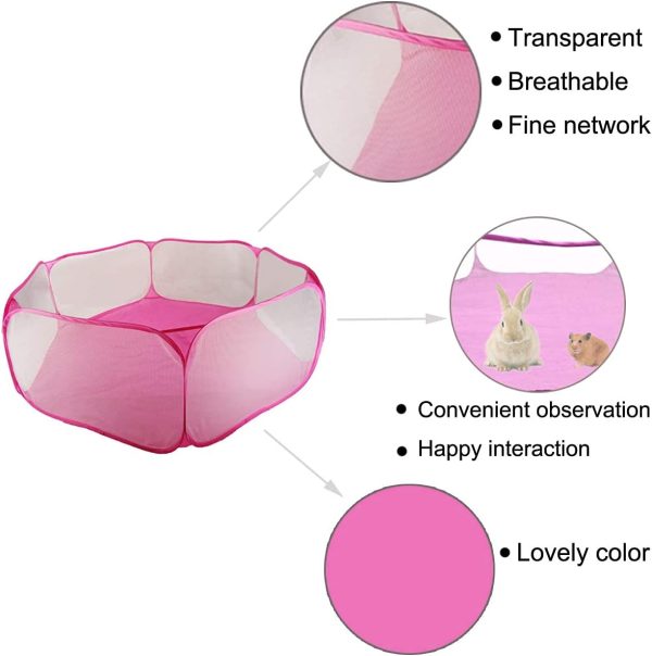 Hamster Playpen with Mat, Large - Foldable Exercise Playpen, Breathable and Transparent Pet Cage Fence Indoor/Outdoor for Guinea Pigs Small Animal Gerbils Chinchillas Hedgehogs Rats - Image 5