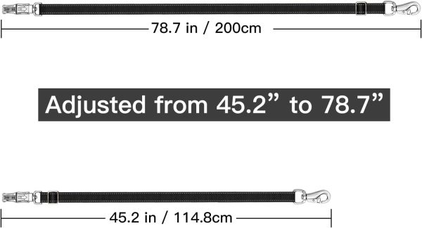 Cross Ties for Horse,Heavy Duty Nylon Horse Trailer Tie with Strong Panic Snap and Bull Snap,Adjustable Length from 45.2" to 78.7",Professional Horse Supplies (Black) - Image 2