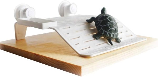 Pet Supplies Amphibian Reptile Turtle Floating Platform,Tortoise Basking Platform with Feeding Trough Food Bowl Double Suction Cup Aquarium Accessories,22x17cm (Big) - Image 2