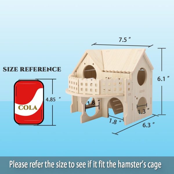 Hamster Forest Lookout Wood House Fun House Double-Decker Hut for Young Dwarf Gerbil Mouse Mice Rat Small Animals(Small Size Only for Small Hamster) - Image 6