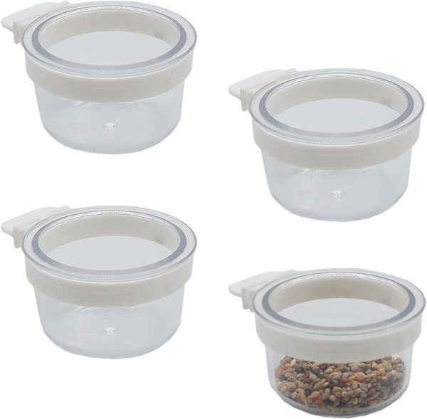 4 pcs Detachable Transparent Bowls for Canary Finch Parrot Seed Water Feeder