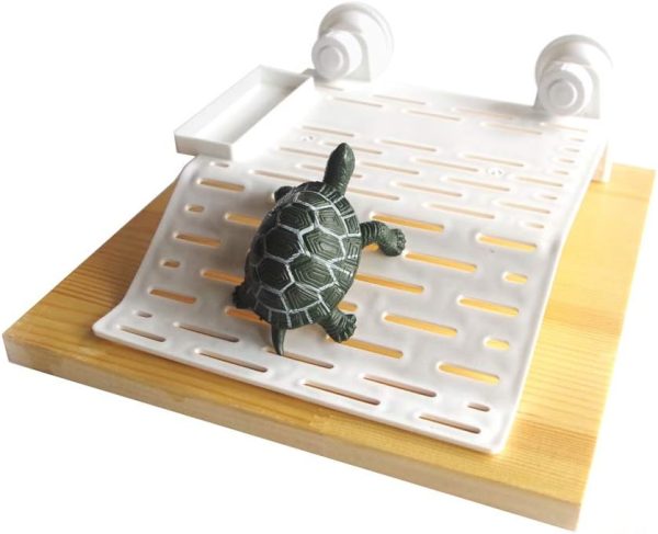 Pet Supplies Amphibian Reptile Turtle Floating Platform,Tortoise Basking Platform with Feeding Trough Food Bowl Double Suction Cup Aquarium Accessories,22x17cm (Big) - Image 5