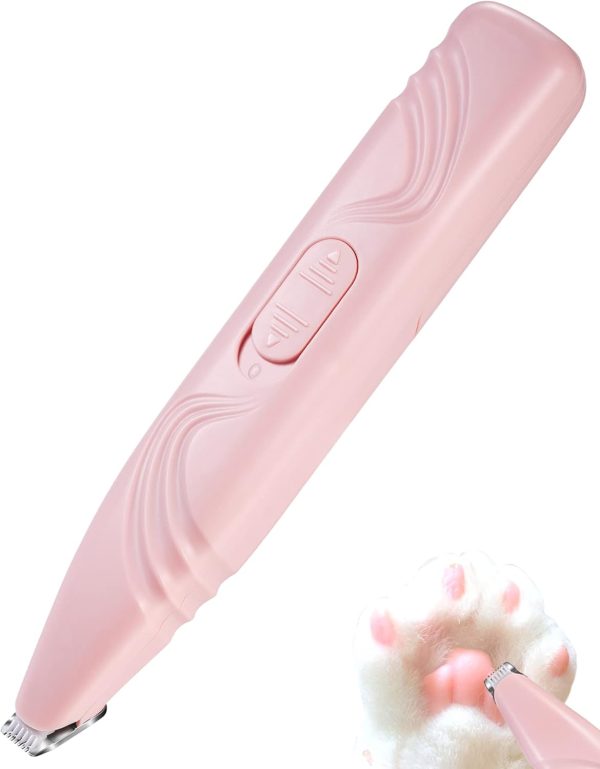 LEYOUFU Dog Paw Trimmer for Grooming, Cordless Electric Small Pet Grooming Clippers Hair Trimmer for Dogs Cats, Low Noise for Trimming Pet's Hair Around Paws, Eyes, Ears, Face, Rump (Pink)