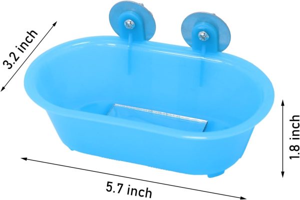 Wontee Bird Bath with Mirror Toy Fixable Parrot Bathroom Tub for Small Brids Parrot Canary Budgies Parakeets - Image 5