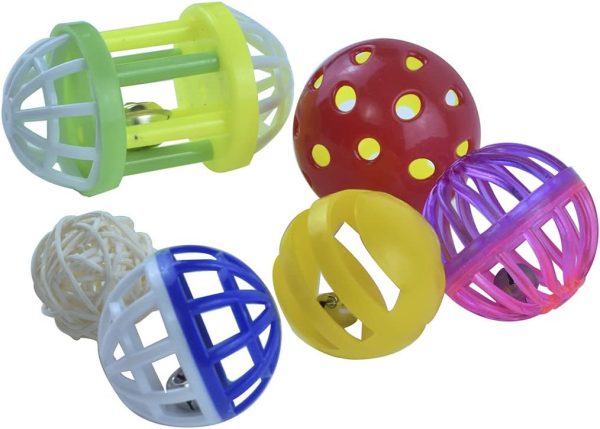 6pcs Foraging Ball Bird Toys Conures Feeder Toys Parakeets Foot Talon Toy Cockatiel Chewing Training Rattle Bell Balls Parrot Cage Toys for Budgie Lovebirds Playgym Birdcage - Image 2