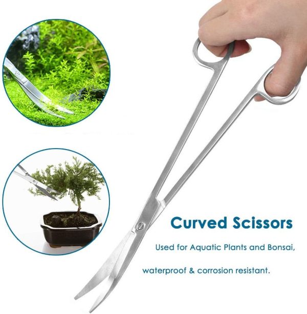 Capetsma Aquascape Tools, Long Stainless Steel Aquarium Plant Tools Aquarium Tweezers Scissors Spatula Tool Set Bonsai Kit Algae Scrapers Aquarium Cleaning Kit for Fish Tank Starter kit - Image 3