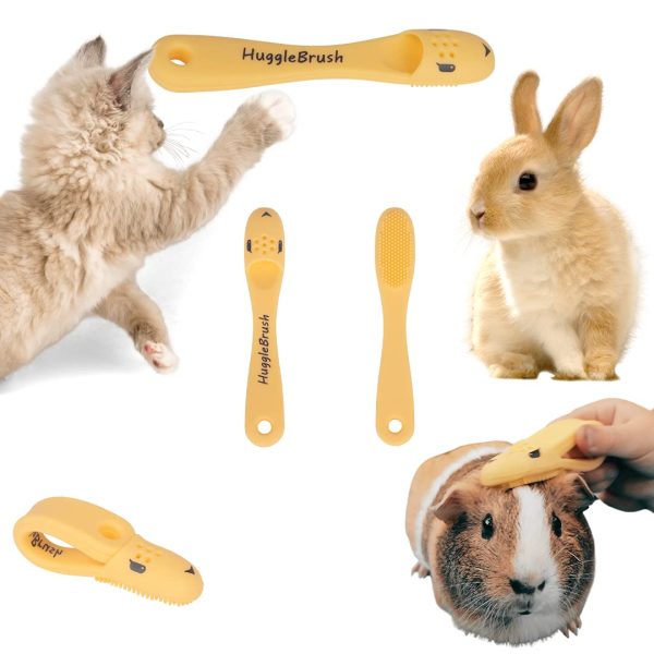 HuggleBrush Original Yellow Guinea Pig Brush, Rabbit Small Pet Grooming, De-shedding, Bonding