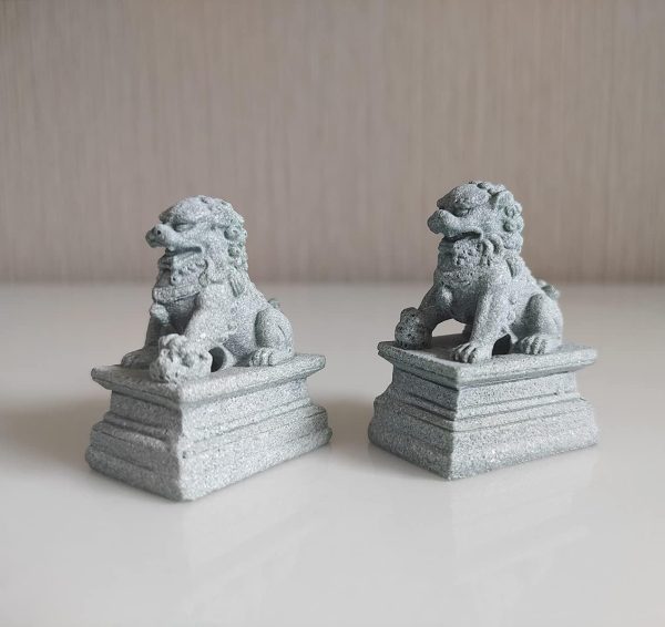 livelyfish Asian Fu Foo Dogs Pair of Two Guardian Lion, Stone Statue Pet Fish Tank Decor Aquarium FengShui Decoration, F - Image 5