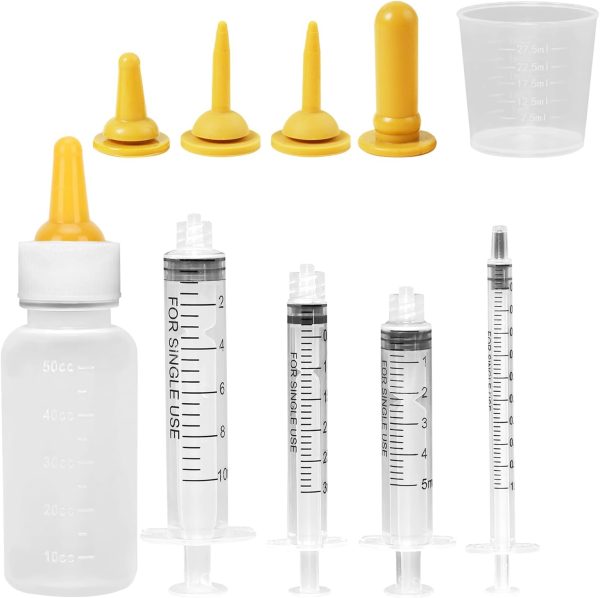 Pet Nursing Bottle,Puppy Bottles for Nursing,Miracle Nipple,Kitten Nursing Bottle,Mini Pet Feeding Bottle and Syringes with Nipples for Newborn Rabbits, for Feeding Small Animals(5pcs)