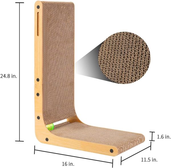 Cat Scratcher, Cat Scratching Post, Cardboard Cat Scratching Board with Ball Toy, Large Vertical L Shape Cat Scratcher Scratch Pads Cat Toys for Indoor Cats, Catnip - Image 5