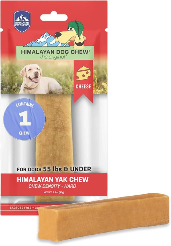 Himalayan Dog Chew Original Yak Cheese Dog Chew, 1 Large Stick, 3.3 oz, Gluten Free, Healthy Dog Treats, Grain & Lactose Free 100% Natural, Long Lasting Dog Chews for Dogs Under 55 lbs