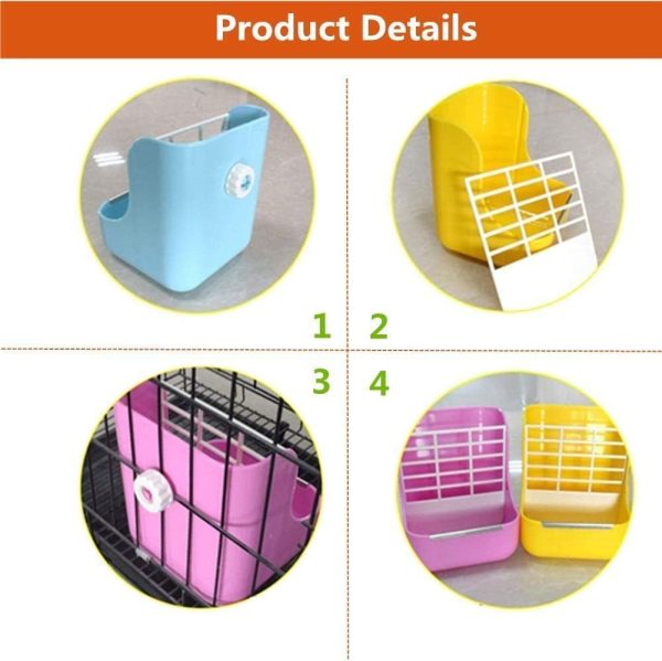 Rabbit Supplies with Bowl & Hay Feeder - Accessories for Bunnies & Guinea Pigs, 6x6x7 Inches (Pink) - Image 4