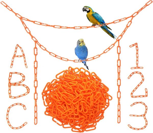 200pcs Orange Link C-Clips Hooks Chain Links C-Links Children's Learning Toy Small Pet Rat Parrot Bird Toy