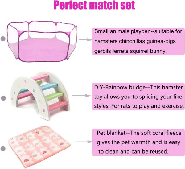 Hamster Playpen with Mat, Large - Foldable Exercise Playpen, Breathable and Transparent Pet Cage Fence Indoor/Outdoor for Guinea Pigs Small Animal Gerbils Chinchillas Hedgehogs Rats - Image 4