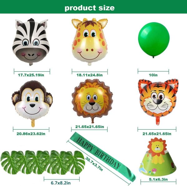 Yancan Safari Birthday Decorations Jungle Theme Party Supplies Included Birthday Banner Hat Sash Animal Balloons for Kids Boys Birthday Decor - Image 4