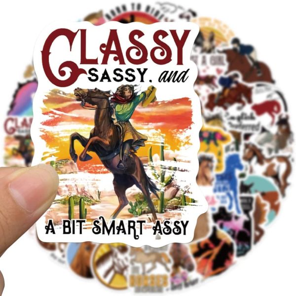 Horse Stickers, Horse Riding Stickers Pack, 50Pcs Funimost Vinyl Waterproof Stickers for Laptop Water Bottle, Cute Animals Party Supplies (Horse) - Image 2