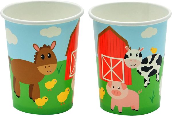 Juvale 144-Piece Barnyard Birthday Party Supplies Set, Farm Animal Party Decorations With Paper Plates, Dinner Napkins, 9 oz Cups, and Plastic Cutlery (Serves 24 Guests) - Image 6