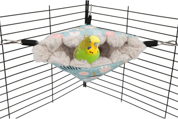 Wontee Bird Nest House Winter Warm Hanging Hammock Bird Bed Snuggle Hut for Parakeets Budgies Caique Conures Cockatiels (Small, Blue)