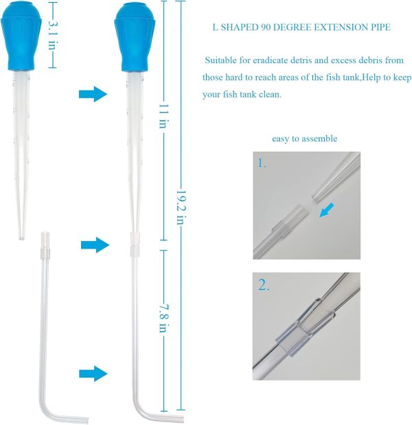 Aquarium Coral Feeder Fish Feeder Waste Clean Tool Manual Cleaner Water Changer Fish Tank Cleaning Tool Siphon Dropper Waste Remover Aquatic Bottom Feeder Pipette Aquarium - Image 5