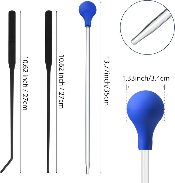 Weewooday 3 Pieces Axolotl Tank Accessories, Extra Long Tweezers for Aquarium, Coral Feeder Long Syringe, Fish Feeding Tongs Tweezers for Reef Roids Aquatic Plant Spider Snake Lizard - Image 2