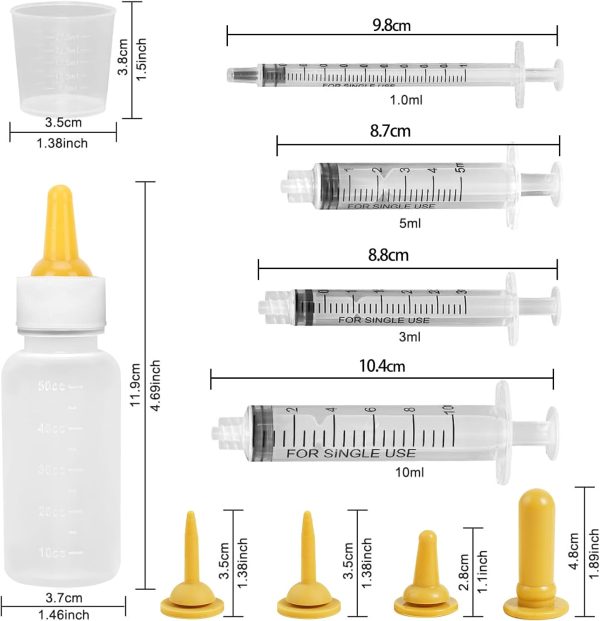 Pet Nursing Bottle,Puppy Bottles for Nursing,Miracle Nipple,Kitten Nursing Bottle,Mini Pet Feeding Bottle and Syringes with Nipples for Newborn Rabbits, for Feeding Small Animals(5pcs) - Image 4