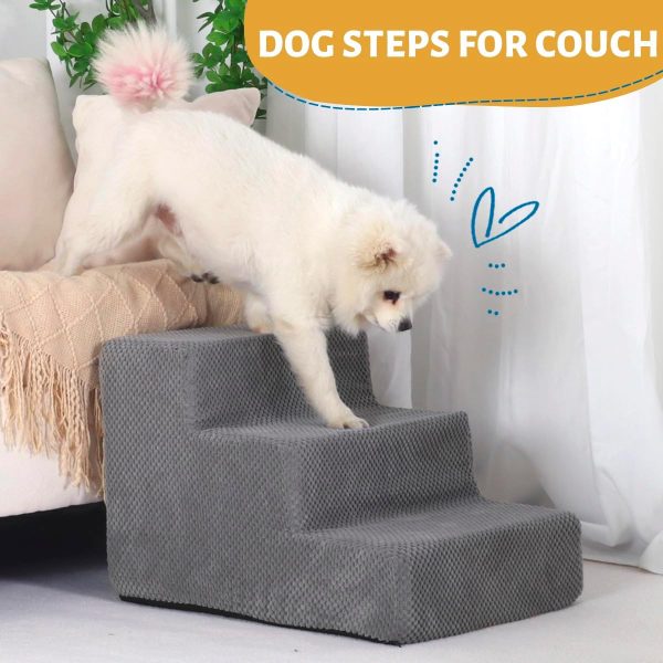 Dog Steps for Small Dog, 3-Step Dog Stairs for High Beds and Couch, Non-Slip Pet Stairs for Small Dogs and Cats,Dog Bed Stairs, Grey, 3/4/5 Steps - Image 3