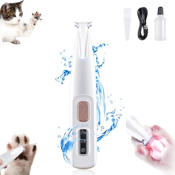 Yilia Upgrade Pet Micro Precision Trimmer, Multifunctional Pet Hair Clippers for Grooming with LED Light, Low Noise Waterproof Rechargeable Pet Paw Trimmer for Pet Paws, Eyes, Ears, Face, Rump (1PC)