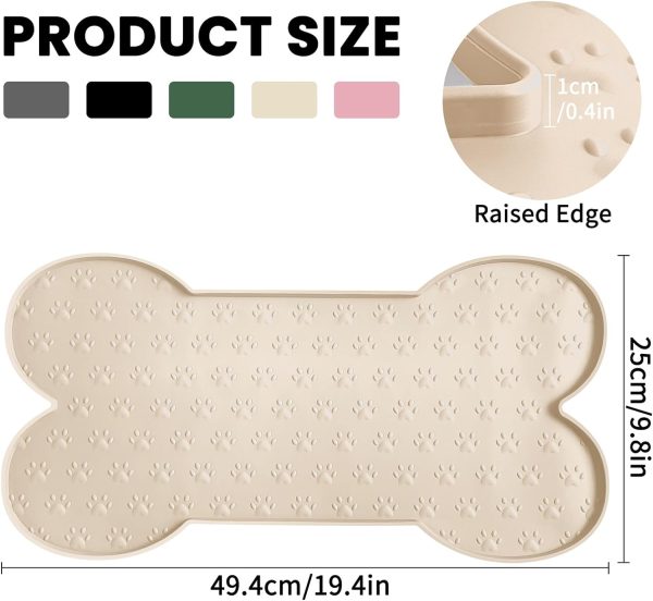 Dog Food Mat Anti-Slip Silicone Dog Bowl Mat Thicker Pet Placemat Waterproof Cat Feeder Pad with Raised Edge Puppy Kitten Feeding Mats Suitable Small Medium-Sized Dogs Cats Eating Tray - Image 2