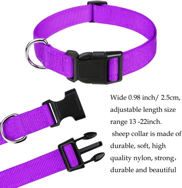 8 Pieces Goat Lead and Goat Collars Set, Nylon 11 inch Goat Lead with Reflective Strip Design and Nylon Goat Collar for Small Farm Animal Goat Cow Horse Sheep (Multicolor) - Image 2