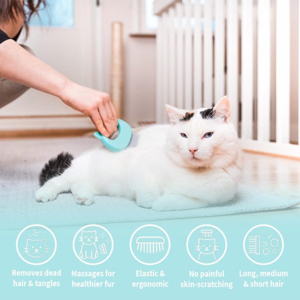 Leo's Paw The Original Pet Hair Removal Massaging Shell Comb Soft Deshedding Brush Grooming and Shedding Matted Fur Remover Dematting tool for Long and Short Hair Cat Dog Puppy Bunny (Mint) - Image 2