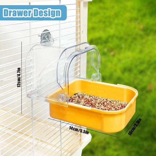 Bird Bath for Cage, Cleaning Pet Supplies Cockatiel Bird Bathtub with Hanging Hooks for Little Bird Parrots Spacious Parakeets Portable Shower for Most Birdcage (Beige) - Image 2