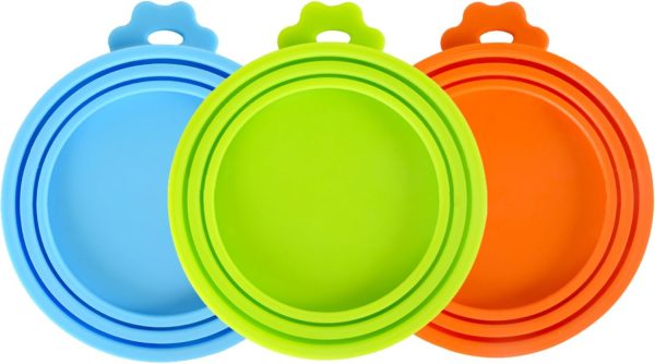 3 Pack Pet Food Can Covers Universal Can Lids Safe/Silicone Dog&Cat Food Can Lid Covers (green+blue+orange) - Image 6