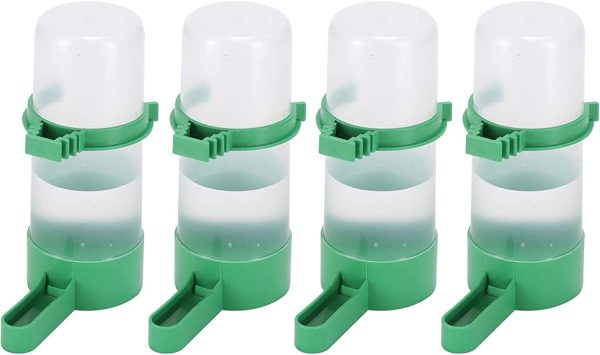 Lamoutor 4Pcs Bird Water Feeder Plastic Drinker Feeder Water Clip for Parrots Budgie Cockatiel Lovebirds