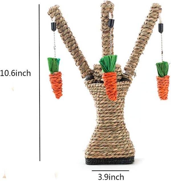 Hamiledyi Pet Rabbit Toy Tree Bunny Fun Chew Toy Rattan Grass Scratcher Climbing Tree Play Carrot Toy for Small Animal - Image 5