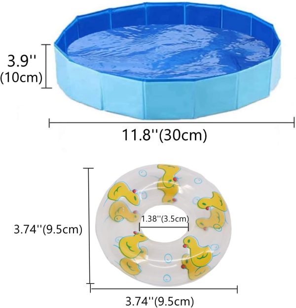 Bearded Dragon Swimming Pool with Inflatable Float Set - Foldable Collapsible Bathing Cooling Pool Bath Tub Reptile Collar Ring for Lizard Amphibians Grooming Health Supplies (30x10cm(11.8''x3.9'')) - Image 2