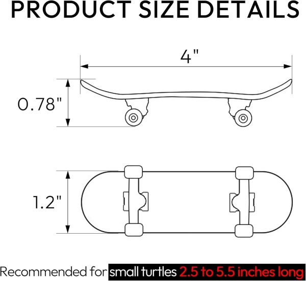 Turtle Skateboard, Mini Skateboard for Turtle with Anti-Slip Pad, Turtle Skateboard for Turtle, Toys for Turtles with Smooth Rolling Wheels, Tortoise Toys, Bird Toys - Image 5