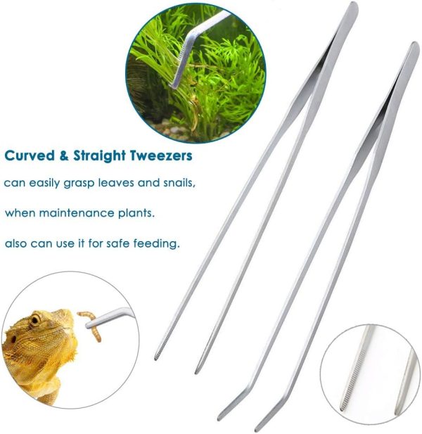 Capetsma Aquascape Tools, Long Stainless Steel Aquarium Plant Tools Aquarium Tweezers Scissors Spatula Tool Set Bonsai Kit Algae Scrapers Aquarium Cleaning Kit for Fish Tank Starter kit - Image 5