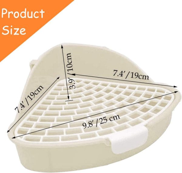 Hamiledyi Triangle Potty Trainer Corner Bunny Toilet Plastic Pet Pan Guinea Pig Litter Bedding Box for Baby Rabbit Guinea Pig Hamster Chinchillas Ferret Small Animals(White) - Image 2