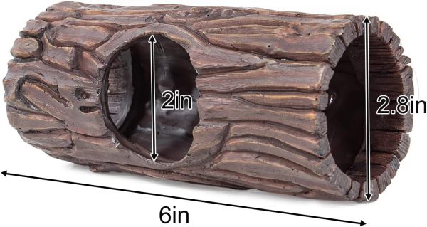 REPTIZOO Reptile Hide Cave Resin Hollow Tree Trunk Hideout Hermit Crab Climbing Toys Reptile Shelter Sleeping Cave for Arboreal Reptiles, Hermit Crabs, Leopard Gecko, Lizard Terrarium Decor - Image 2