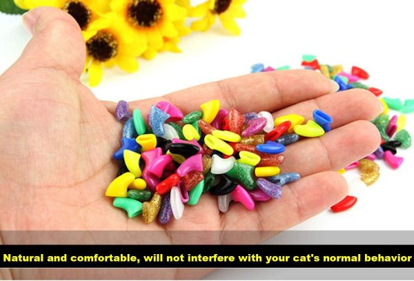 VICTHY 140pcs (14 Colors) Cat Nail Caps, Cat Claw Covers Cat Nail Covers with Adhesives and Applicators (Small) - Image 3