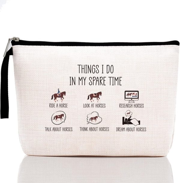 Horse Makeup Bag Horse Gifts for Girls Women Funny Birthday Christmas Gifts for Horse Lovers Equestrian Cowgirls Daughter Niece Mom Friends Aunt Sister cosmetic bag - Things I Do In My Spare Time