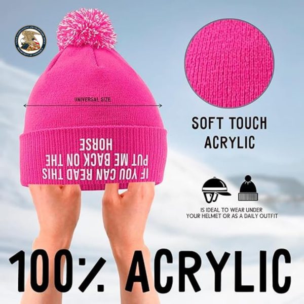 If You Can Read This Put Me Back On The Horse - Cute Bobble Beanie Hat for Horse Girl - Horse Riding Gifts for Girls - Image 2