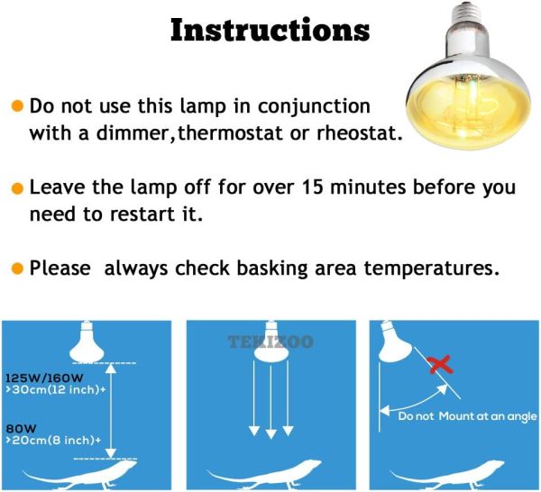 UVA UVB Sun Lamp High Intensity Self-Ballasted Heat Basking Lamp/Light/Bulb for Reptile and Amphibian (125W) - Image 6